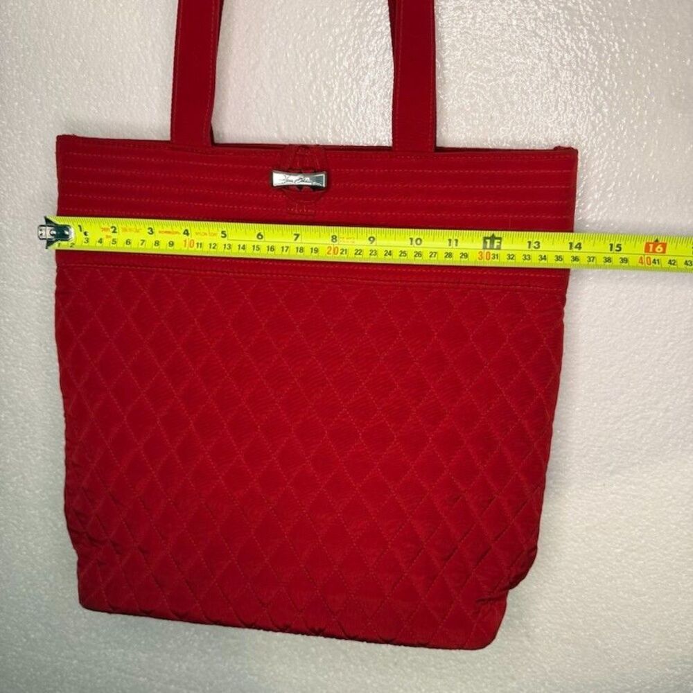 Vera Bradley Beta Fire RED Pleated Large Tote 13x14 - Picture 8 of 9